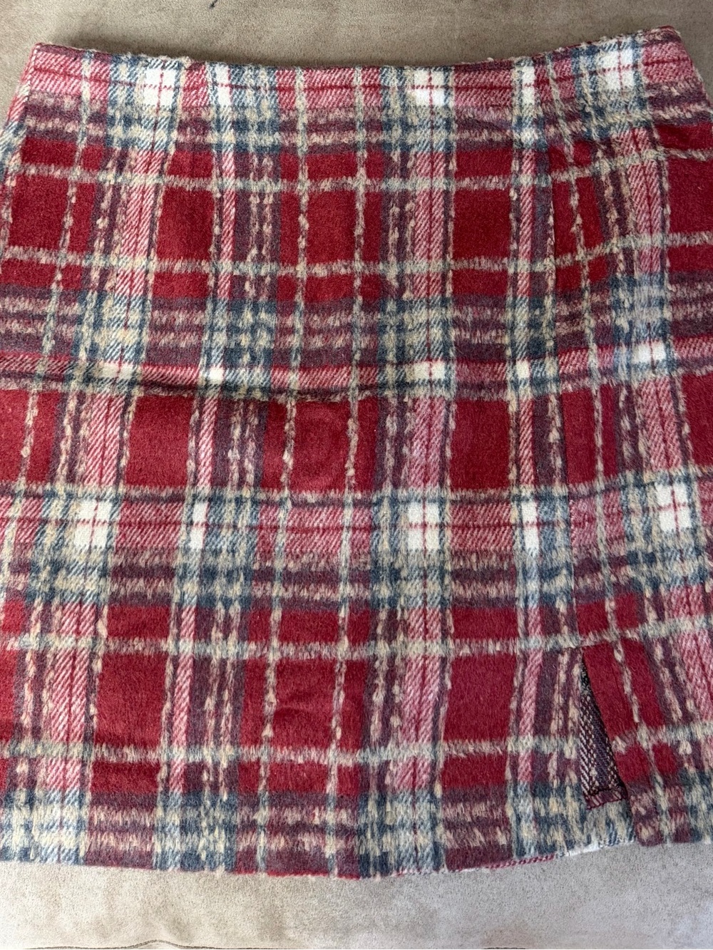 Potter's Pot Red Plaid Wool Mini Skirt